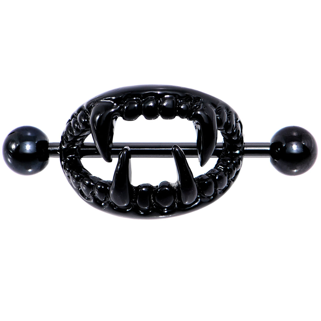 BodyCandy 14G 5/8 Black Fearsome Fangs Nipple Shield Set — detail and construction