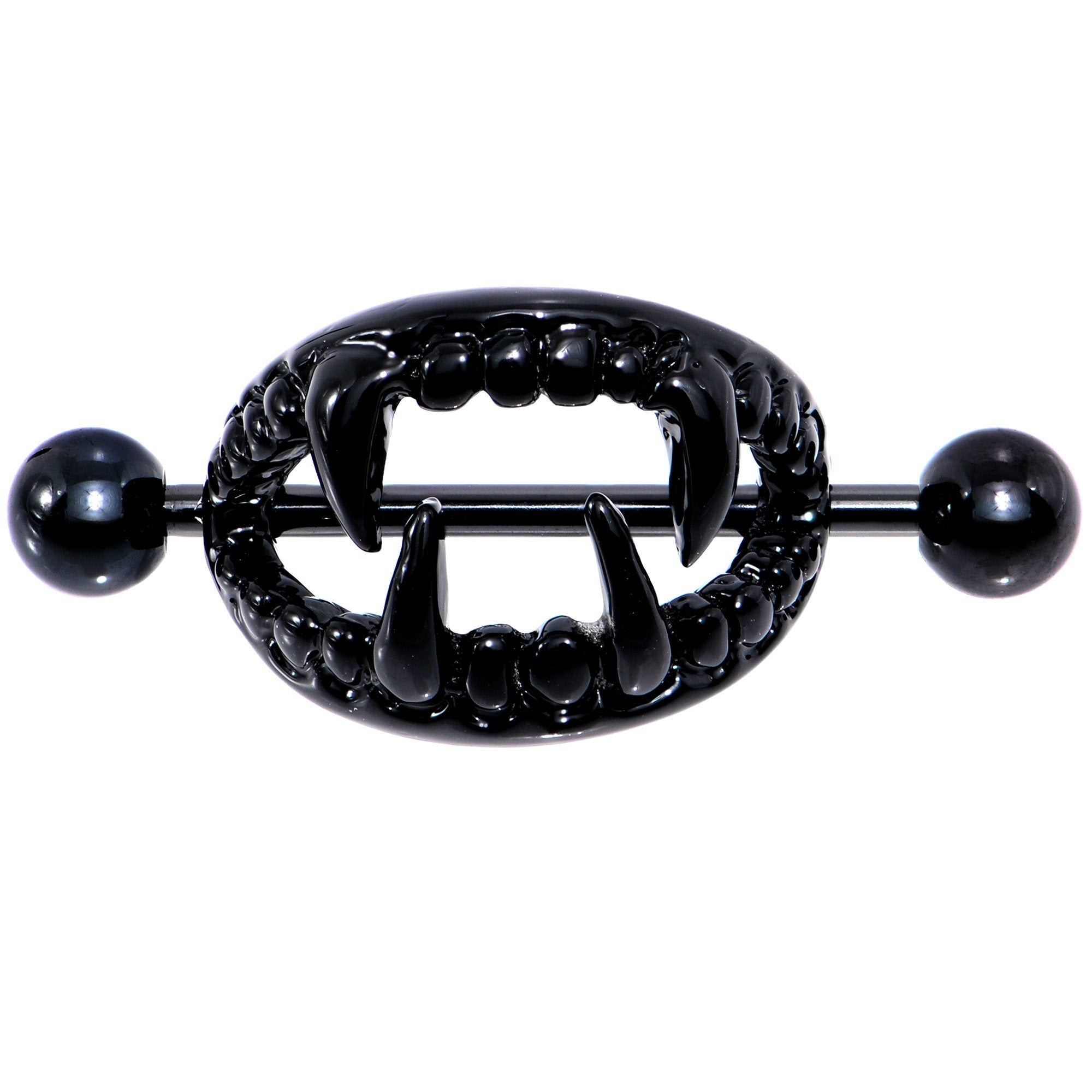 BodyCandy 14G 5/8 Black Fearsome Fangs Nipple Shield Set — detail and construction