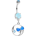 BodyCandy Blue Faux Opal Aqua Gem Tie It In a Bow Dangle Belly Ring — main product shot