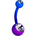 BodyCandy 14G 3/8 Clear Gem Color Plated Purple Blue Fade Belly Ring — main product shot