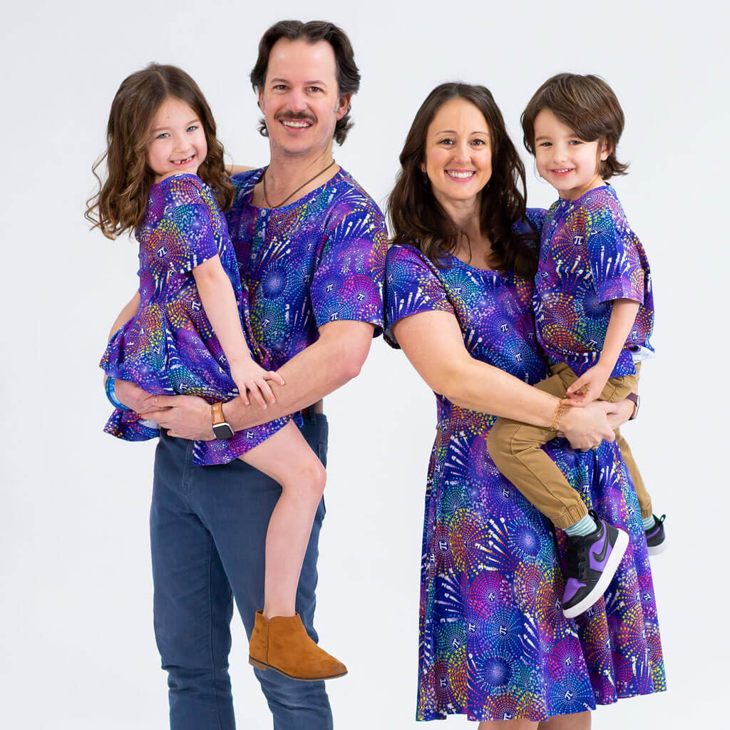 Princess Awesome & Boy Wonder Adult "Pi-rotechnics" Pi Fireworks Super Twirler Dress with Pockets — lifestyle context