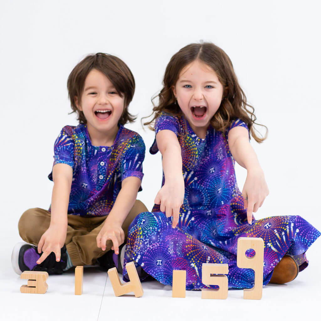 Princess Awesome & Boy Wonder "Pi-rotechnics" Pi Fireworks Henley Short Sleeve Tee — lifestyle context