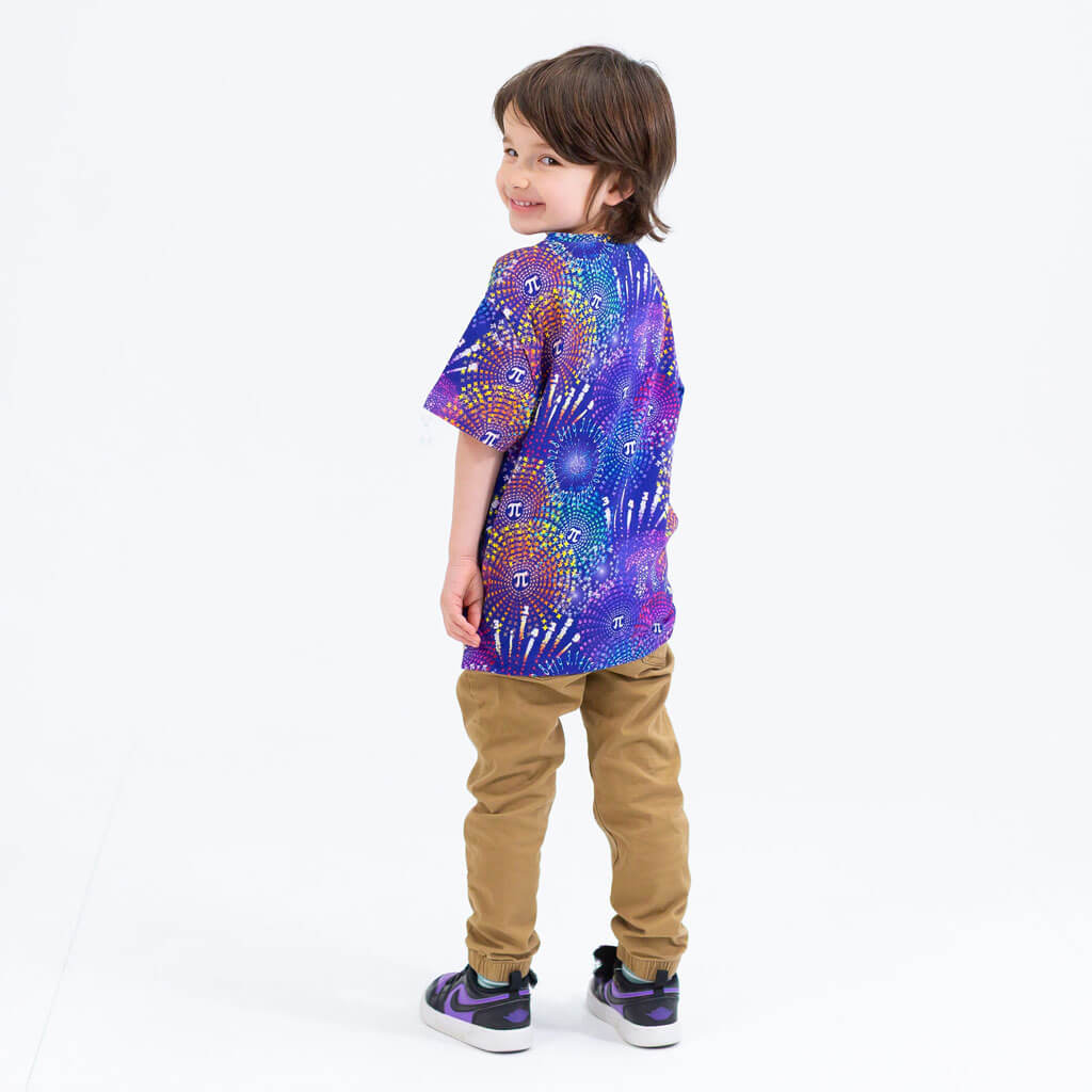 Princess Awesome & Boy Wonder "Pi-rotechnics" Pi Fireworks Henley Short Sleeve Tee — side view