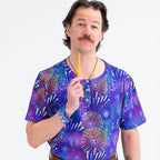 Princess Awesome & Boy Wonder Adult "Pi-rotechnics" Pi Fireworks Henley Short Sleeve Tee — main product shot