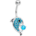 BodyCandy Aqua Gem Delightful Dolphin Belly Ring — main product shot