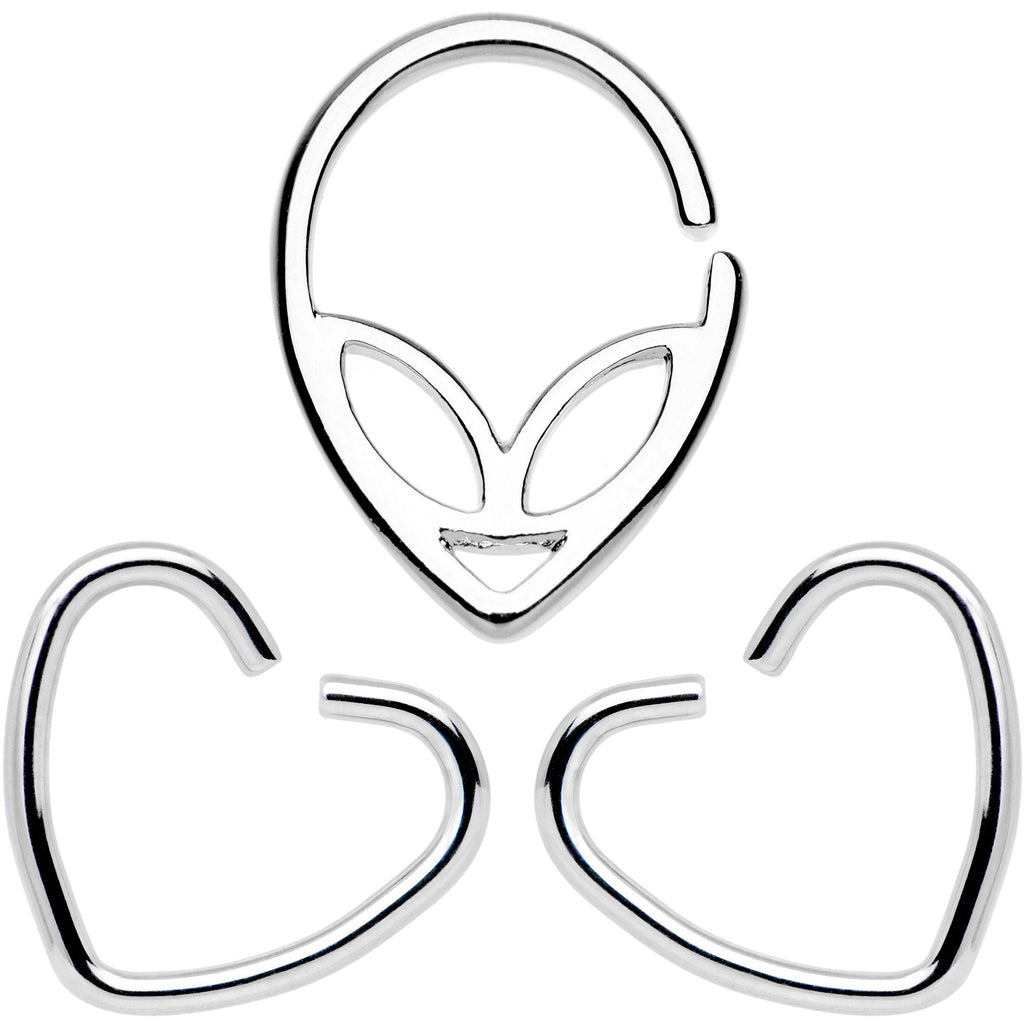 BodyCandy 16G 5/16 Heart of the Galaxy Septum Ring Pack Set of 3 — main product shot