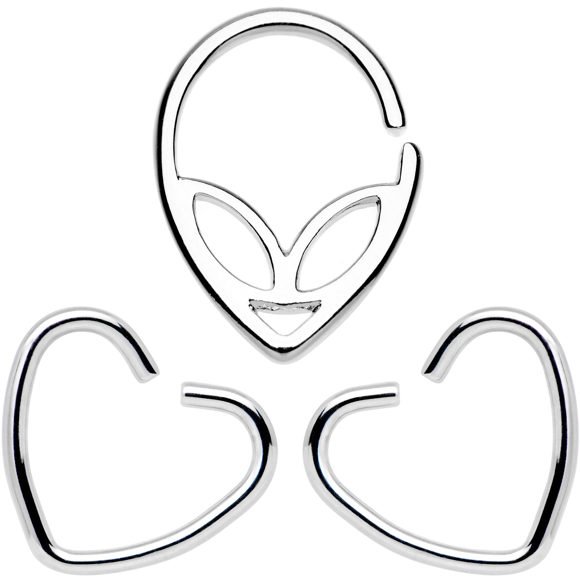 BodyCandy 16G 5/16 Heart of the Galaxy Septum Ring Pack Set of 3 — main product shot