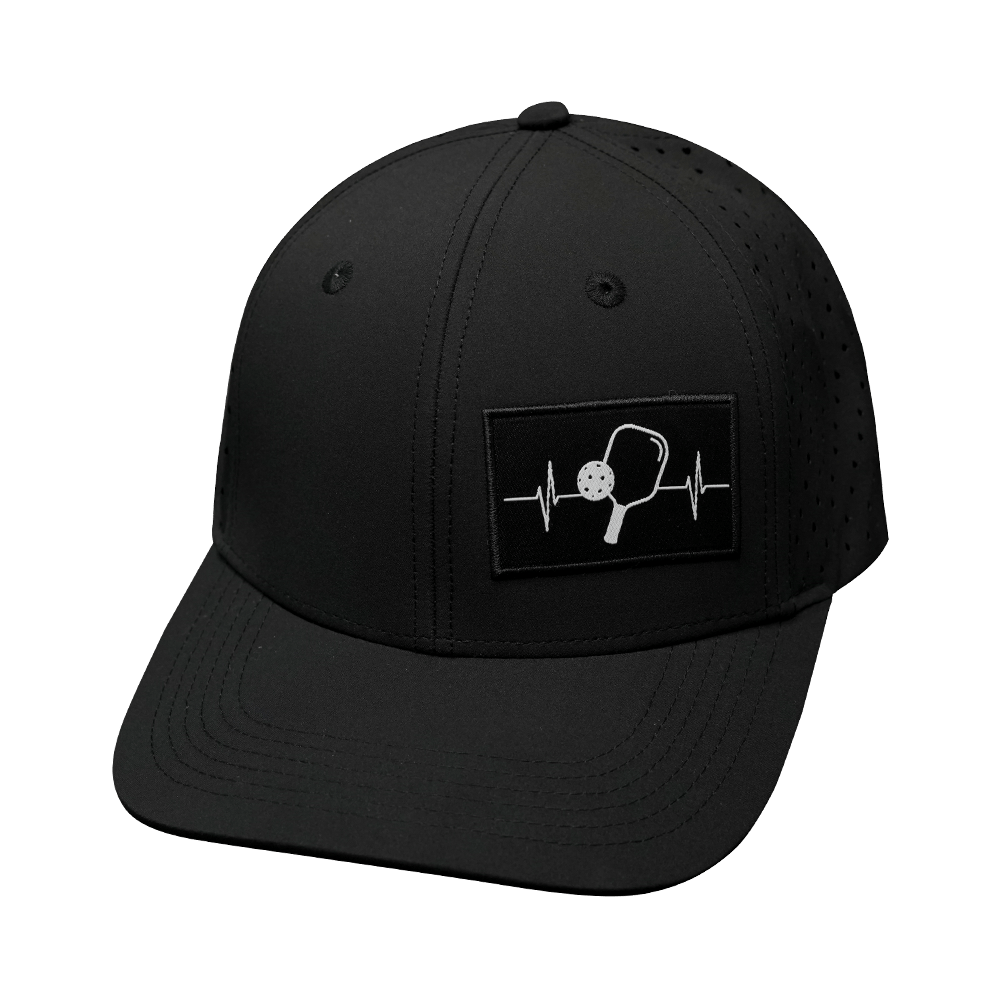 Pickleball Hat - Baseball Hat Fit - Black - Laser Mesh