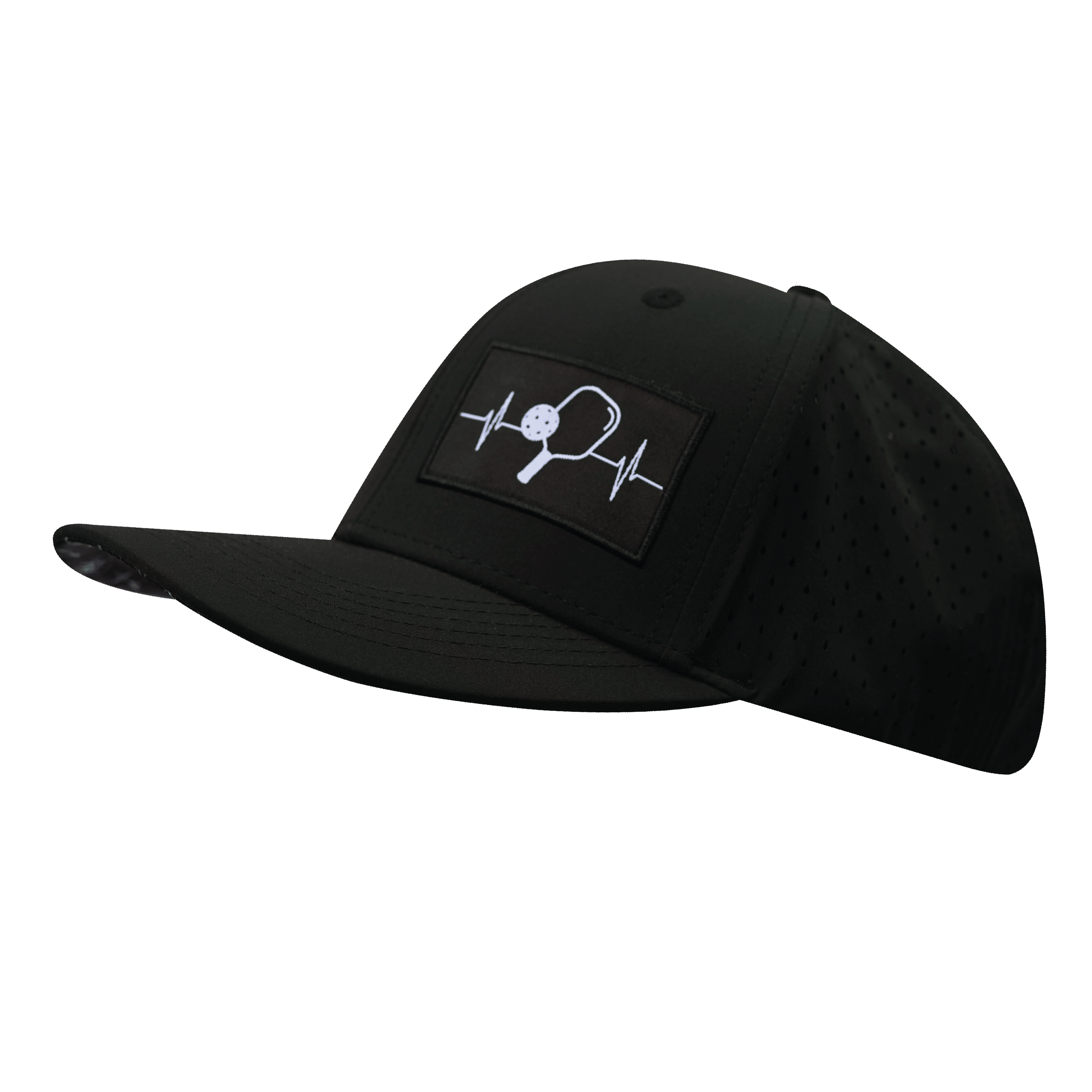 Pickleball Hat - Baseball Hat Fit - Black - Laser Mesh
