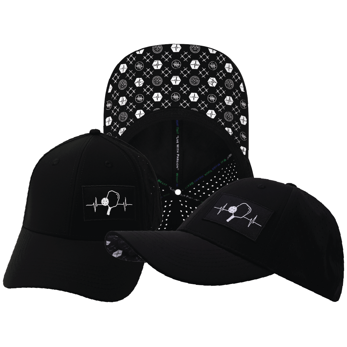 The Heartbeat Brand Pickleball Low Profile Hat — Ponytail / Black — alternative angle