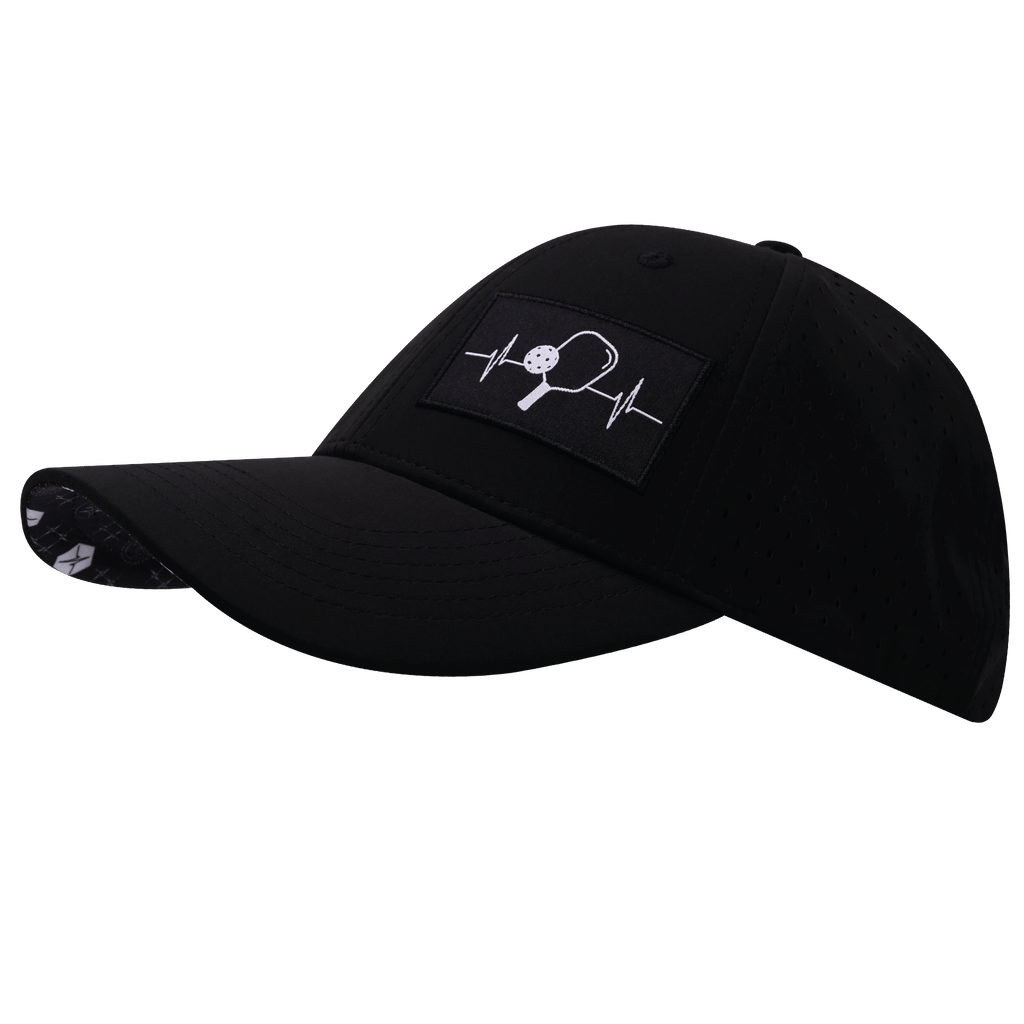 The Heartbeat Brand Pickleball Hat - Low Profile - Ponytail - Black - Laser Mesh — low profile hat category context