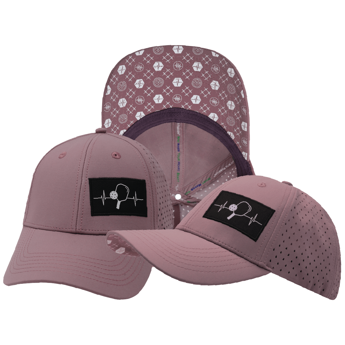 Pickleball Hat - Low Profile - Ponytail - Dusty Pink - Laser Mesh