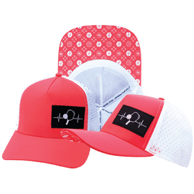 Pickleball Hat - Trucker Hat - Neon Peach / White - Laser Mesh
