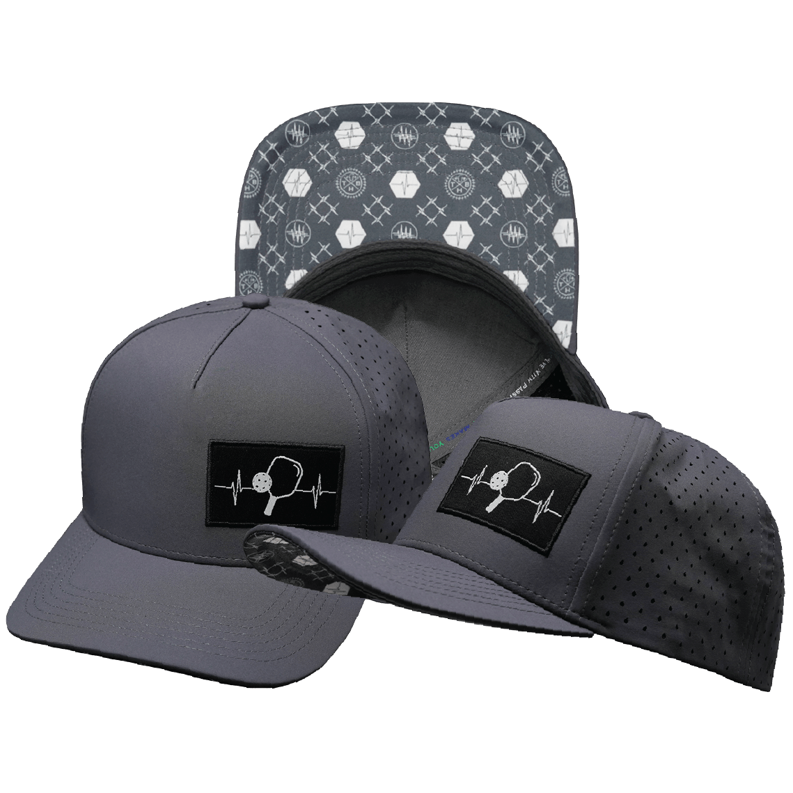 The Heartbeat Brand Pickleball Trucker Hat — Charcoal Gray — main product shot