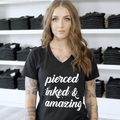BodyCandy Pierced Inked & Amazing Black Tapered V-Neck Tee Shirt — main product shot