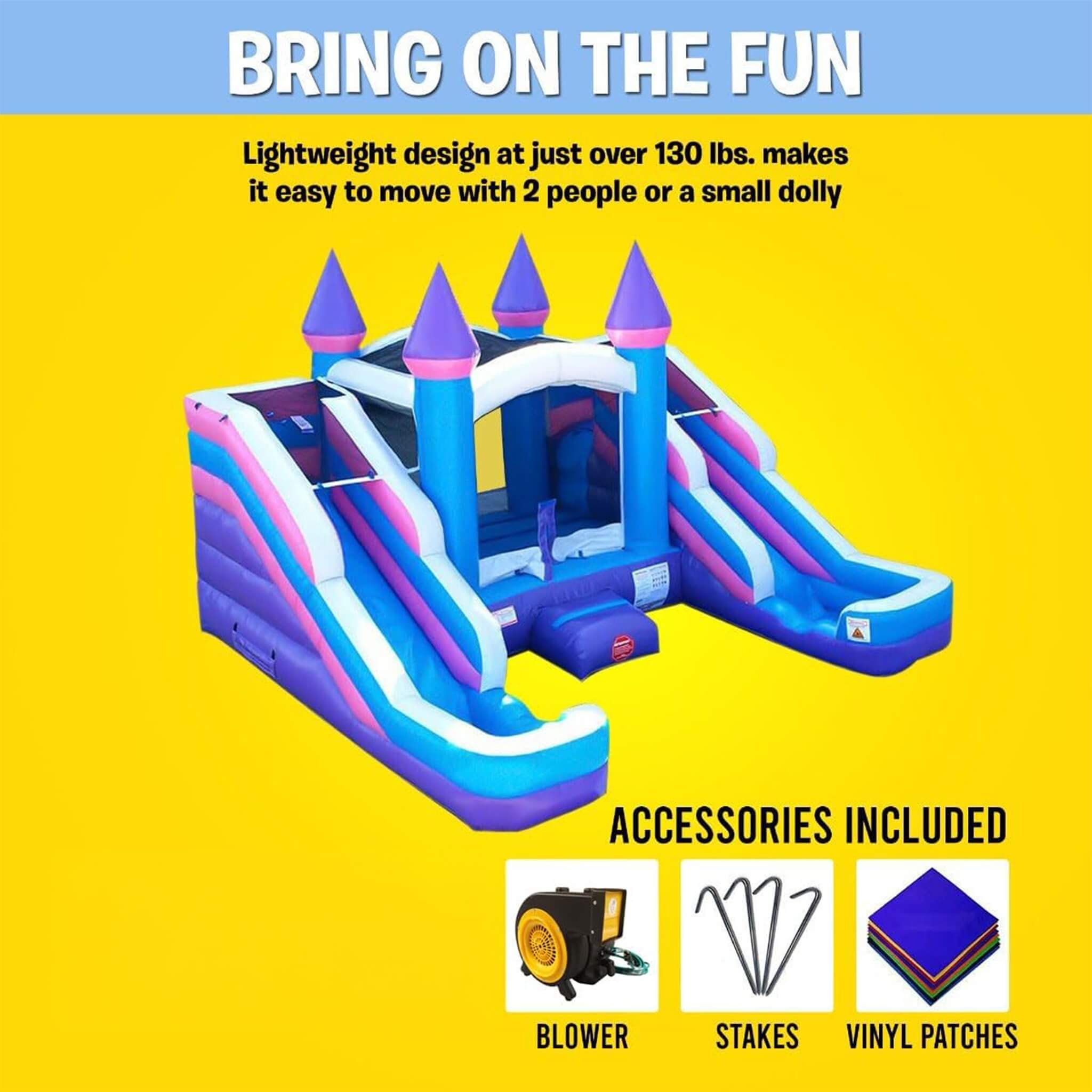 16FT Pink Castle Bounce House Combo With Double Water Slide (SAK84027) – SAKSBY WHOLESALE, view 5