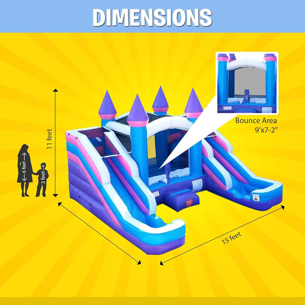 16FT Pink Castle Bounce House Combo With Double Water Slide (SAK84027) – SAKSBY WHOLESALE, view 8