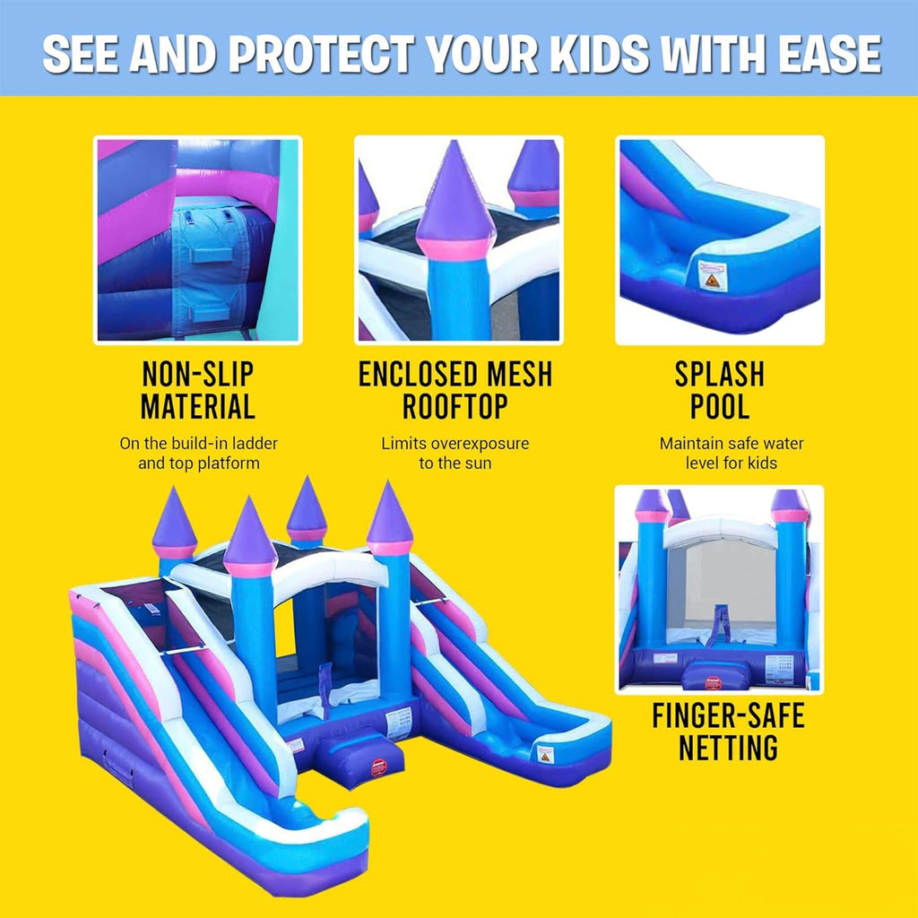 16FT Pink Castle Bounce House Combo With Double Water Slide (SAK84027) – SAKSBY WHOLESALE, view 7