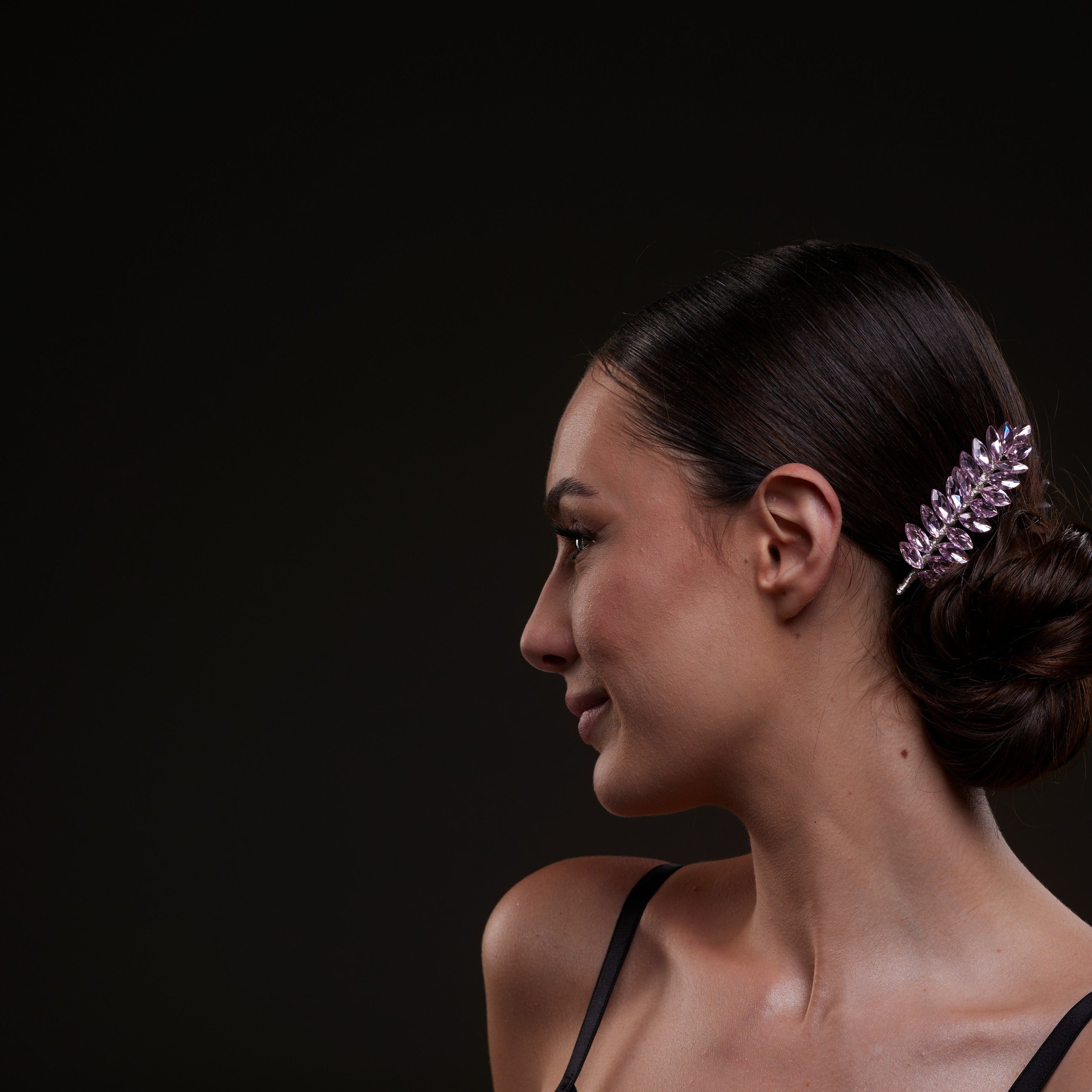Elegant Pink Crystal Leaf Hair Comb Set – Bridal Port, view 2