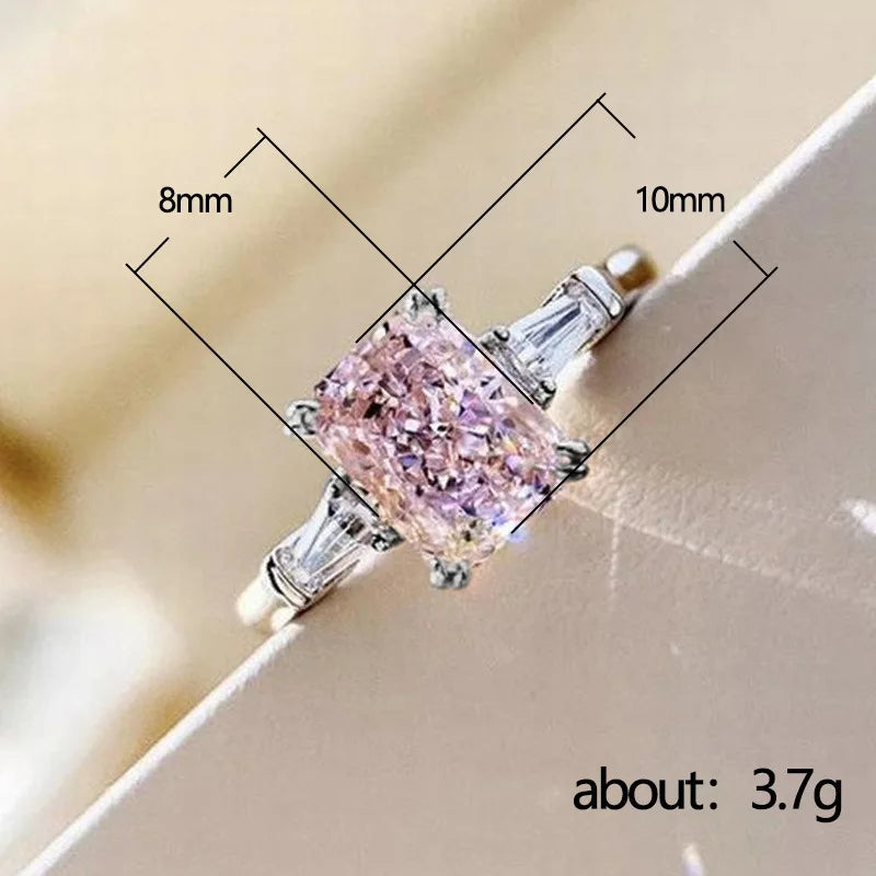 MyClosetAid Elegant Pink Cubic Zirconia Ring with Silver Band