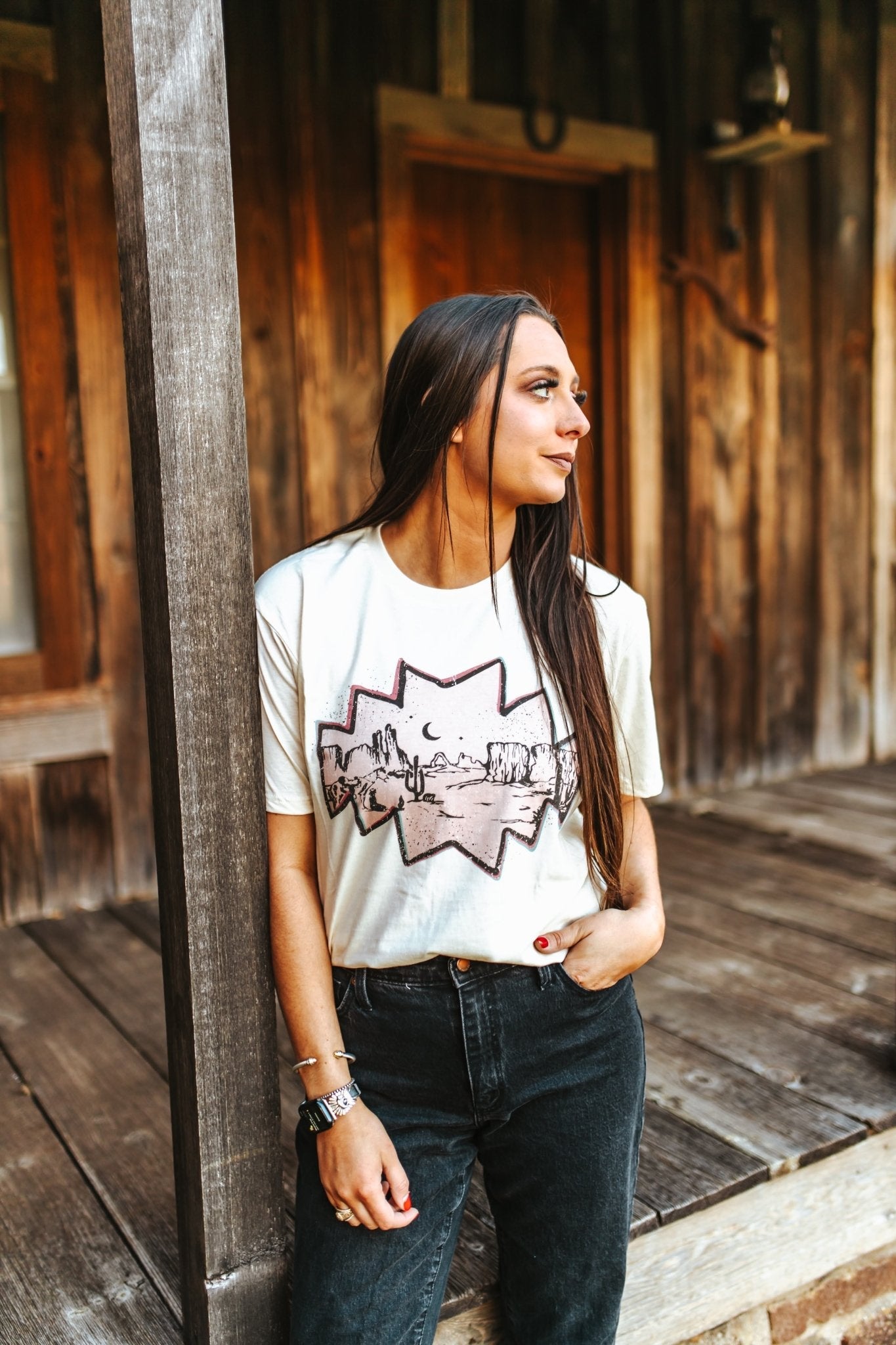 Wild Junkie Pink Desert Graphic Tee — detail close-up