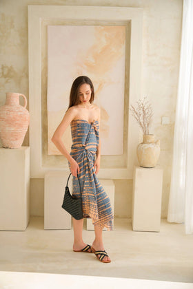Pink Haley Beach Hand Dyed Sarong in Retro Blue