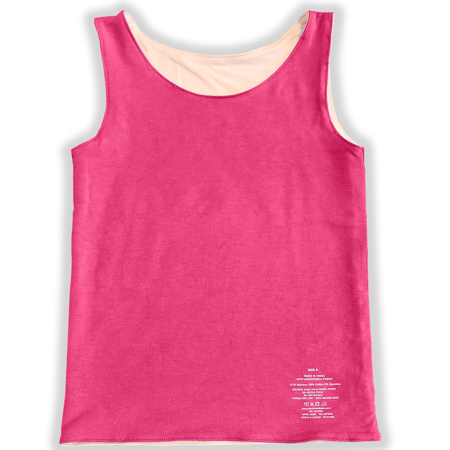 ParkerandTalia The Sensory Compression Comfort Reversible Tank - Pink/White — sensory-friendly tank