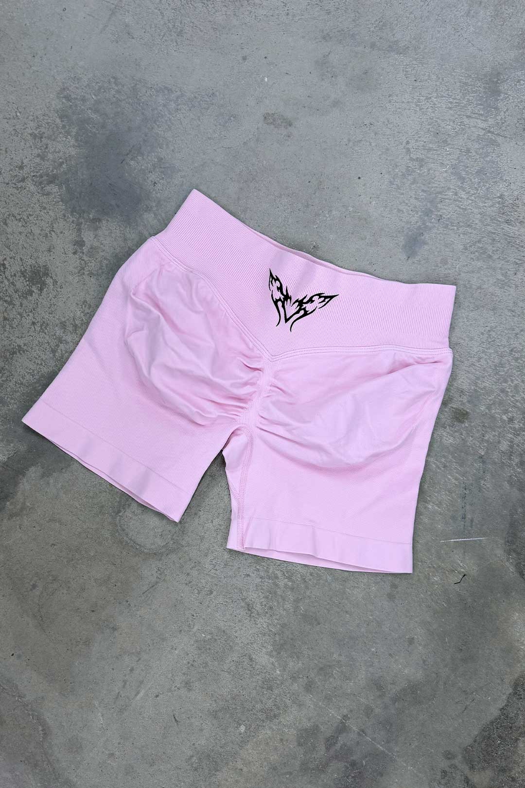 Thrash Happy Tramp Stamp Mid Waist Gym Short — back view