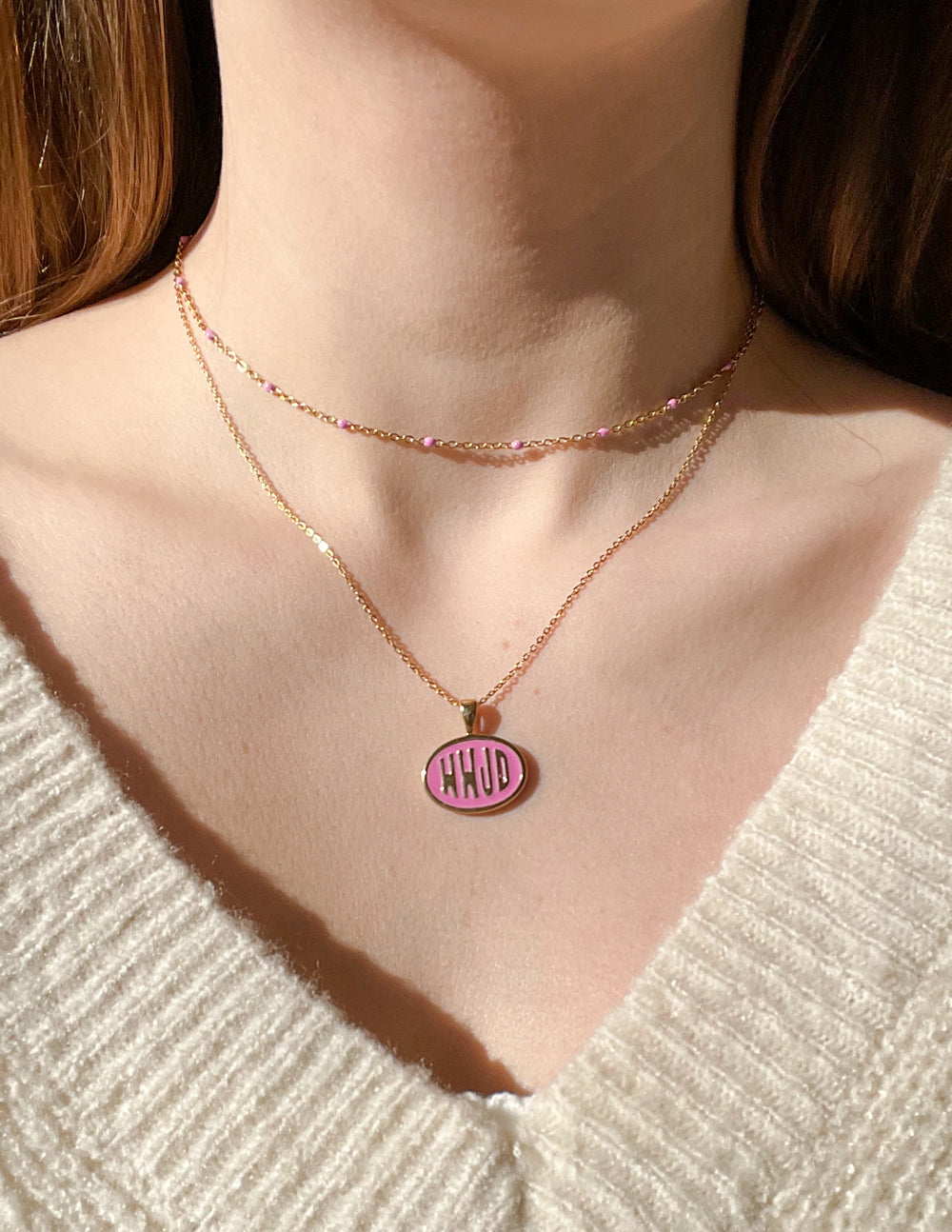 Elevated Faith Pink WWJD Necklace Set — lifestyle context