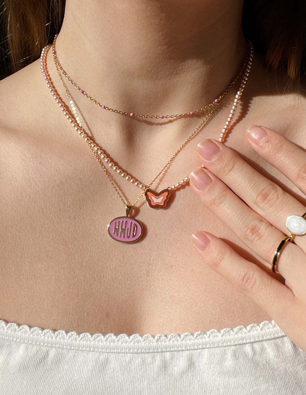 Elevated Faith Pink WWJD Necklace Set — back view