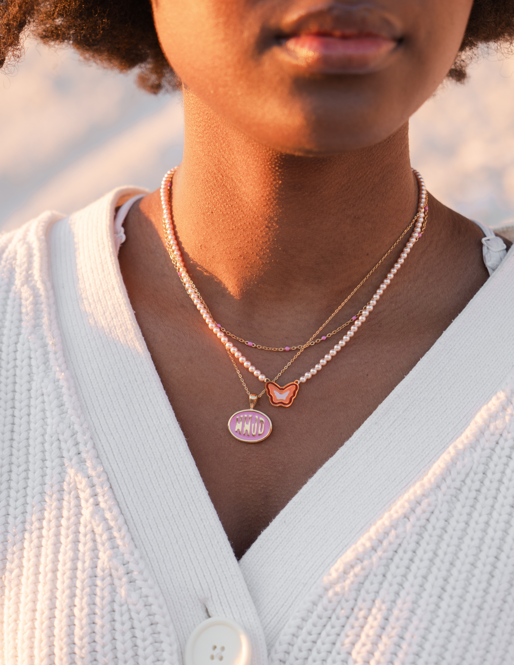 Elevated Faith Pink WWJD Necklace Set — side view