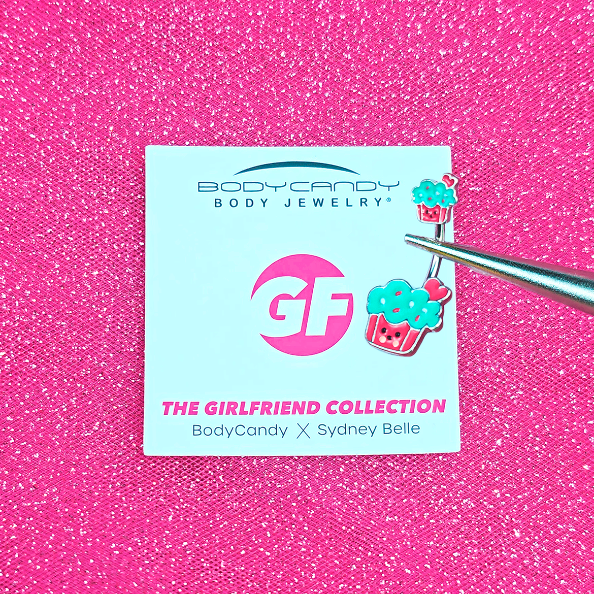 BodyCandy Sydney Belle Girlfriend Collection Sweet Happy Cupcake Pink Blue Double Mount Belly Ring — lifestyle context