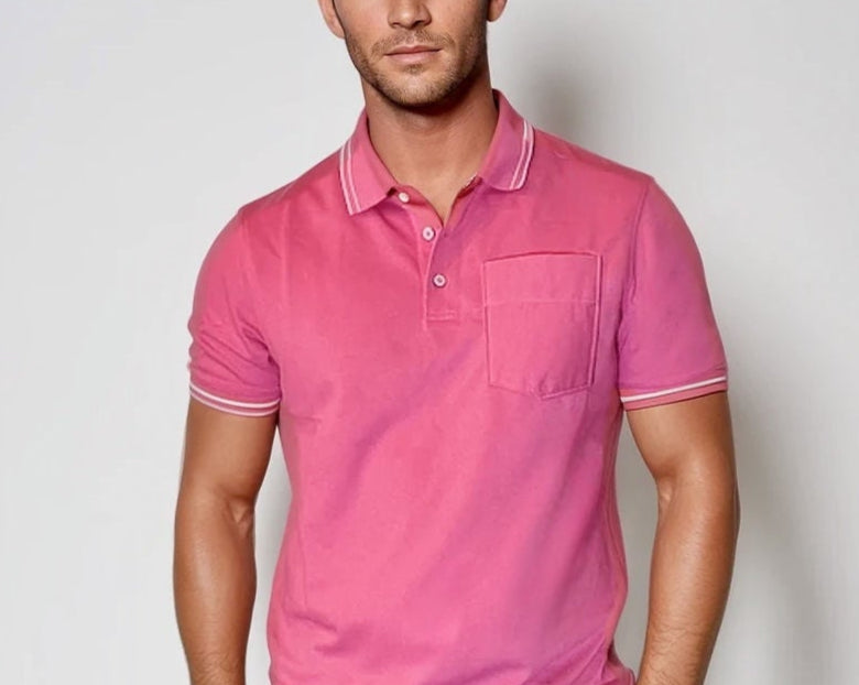 Buki Pocket Polo Shirt - Pink — detail close-up