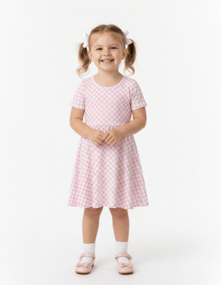 Blush Picnic - Girls Short Sleeve Bamboo Twirl Dress