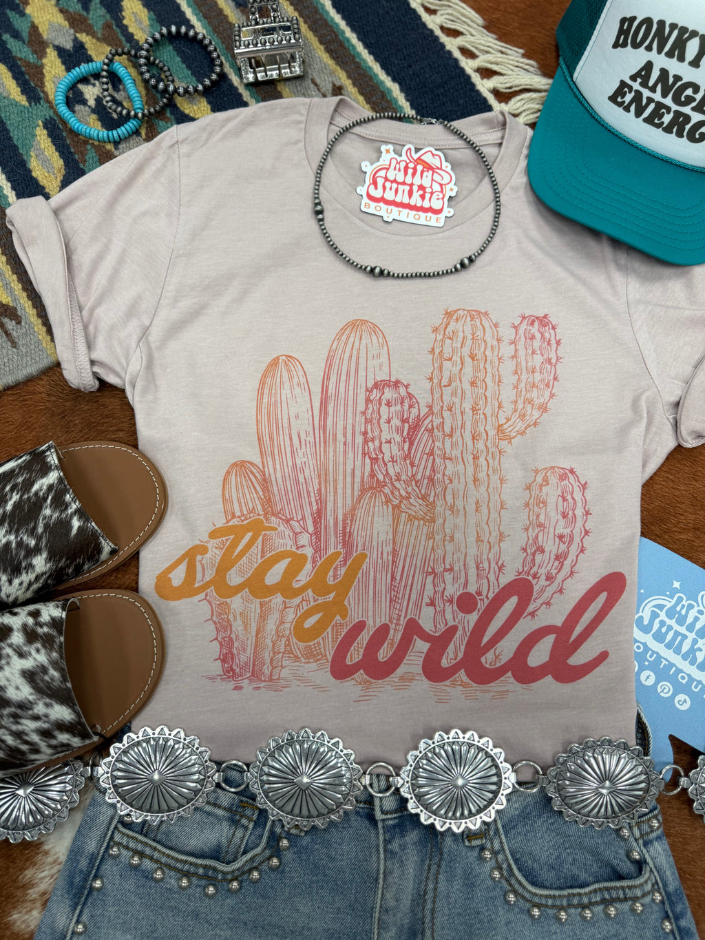 Wild Junkie Stay Wild Cactus Graphic Tee — main product shot