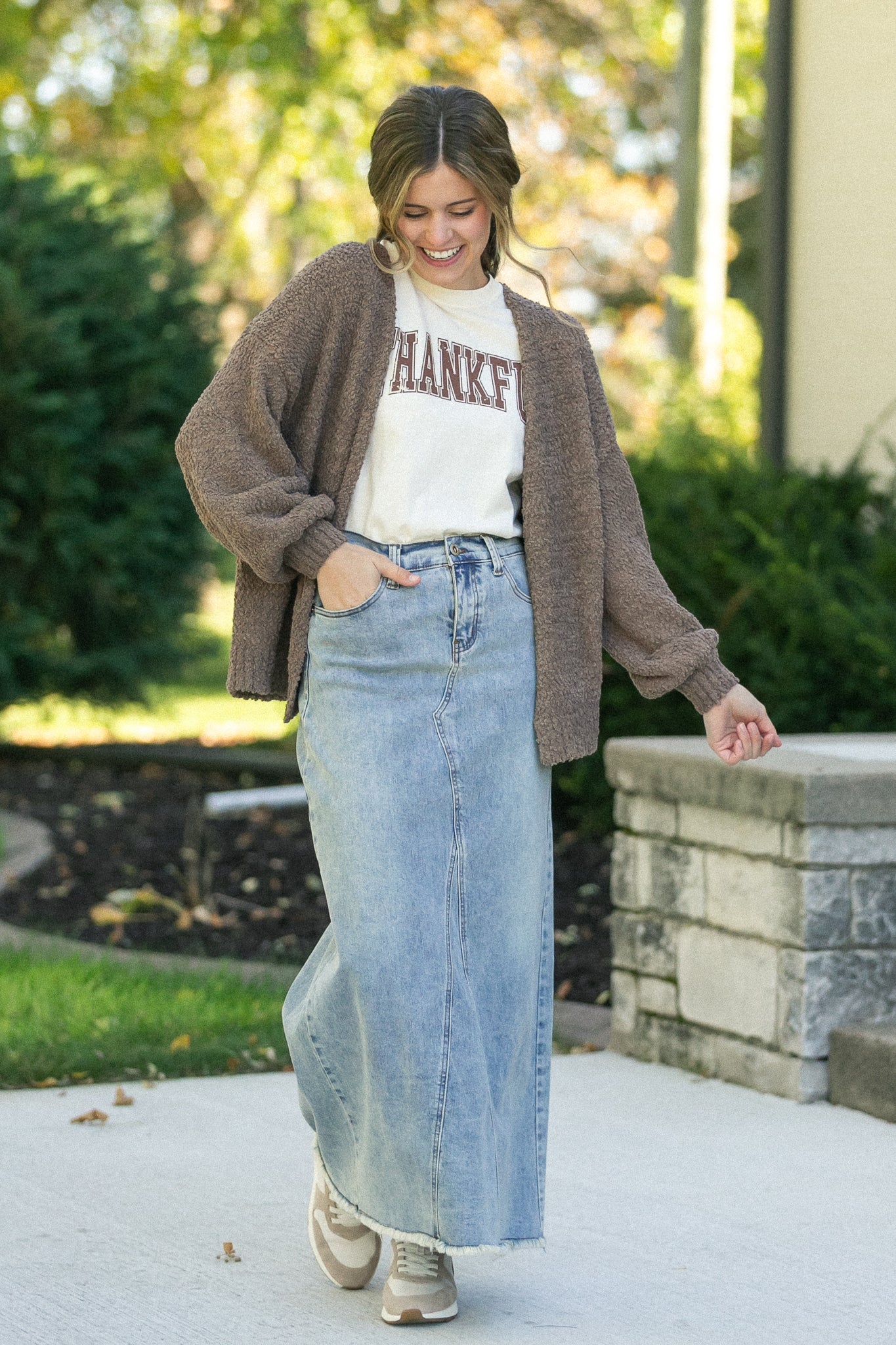 Inherit Co. Piper A-line Long Denim Maxi Skirt - FINAL SALE — in-use photo