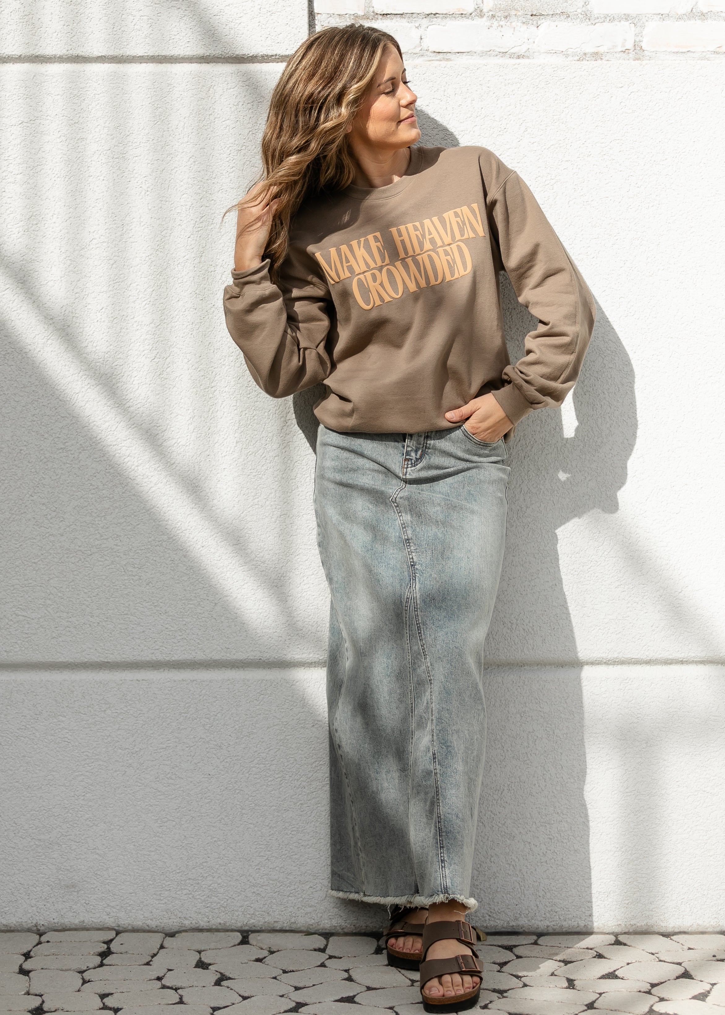 Inherit Co. Piper A-line Long Denim Maxi Skirt - FINAL SALE — alternative angle