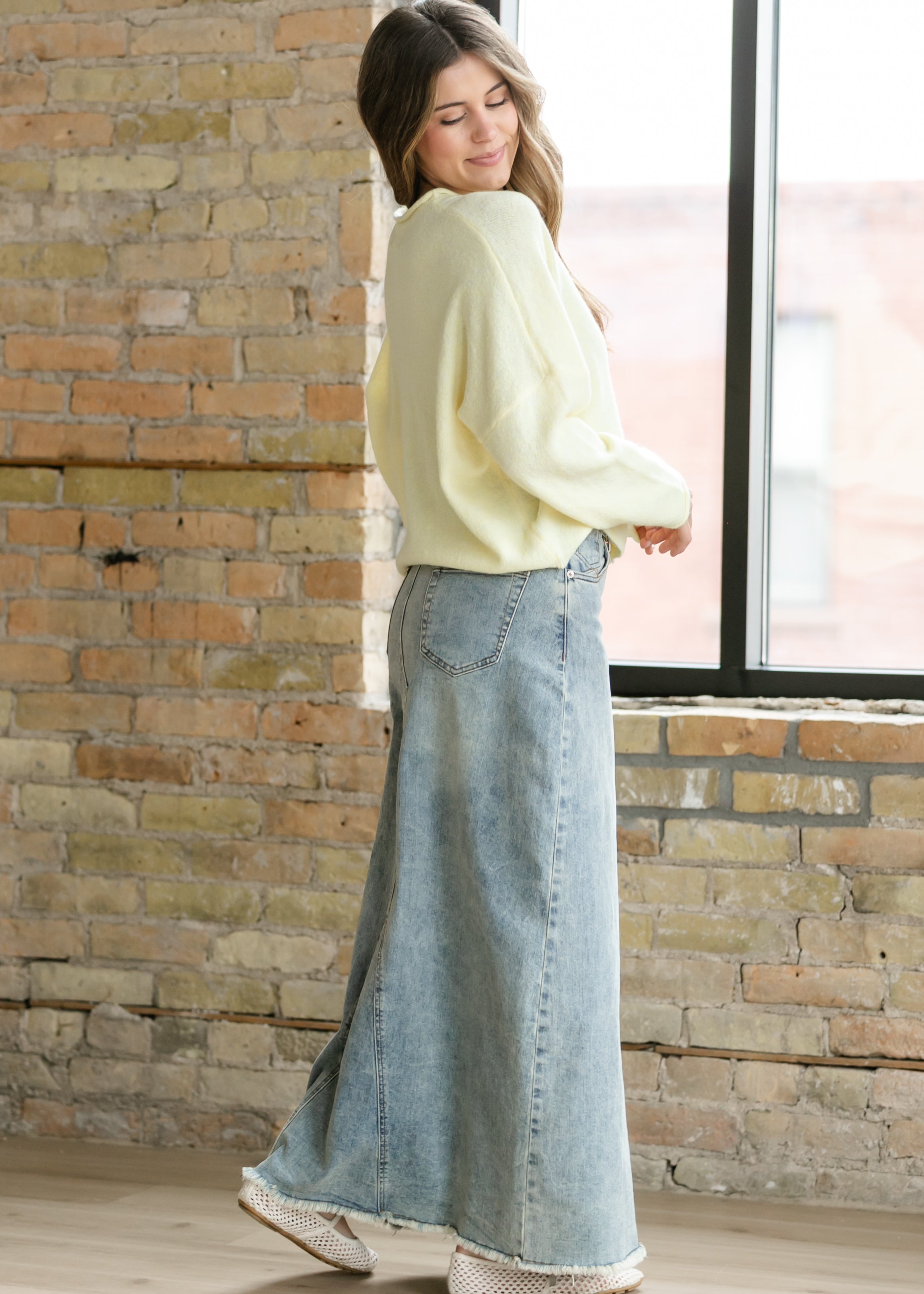 Inherit Co. Piper A-line Long Denim Maxi Skirt - FINAL SALE — back view
