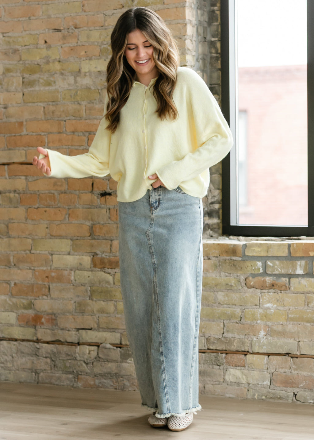 Inherit Co. Piper A-line Long Denim Maxi Skirt - FINAL SALE — side view