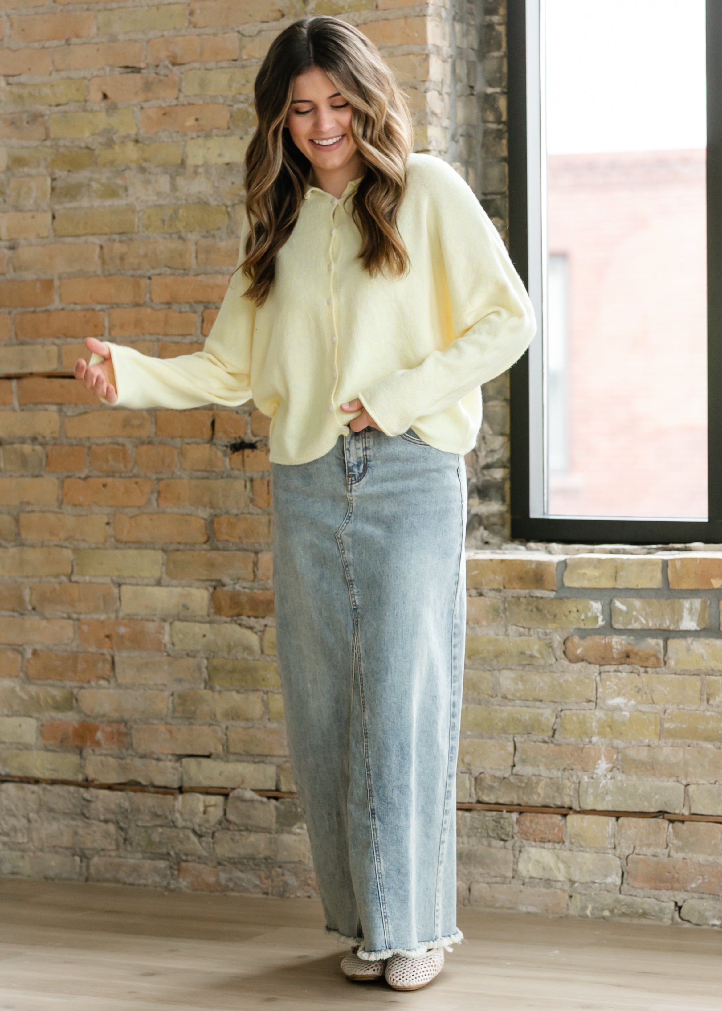 Inherit Co. Piper A-line Long Denim Maxi Skirt - FINAL SALE — side view