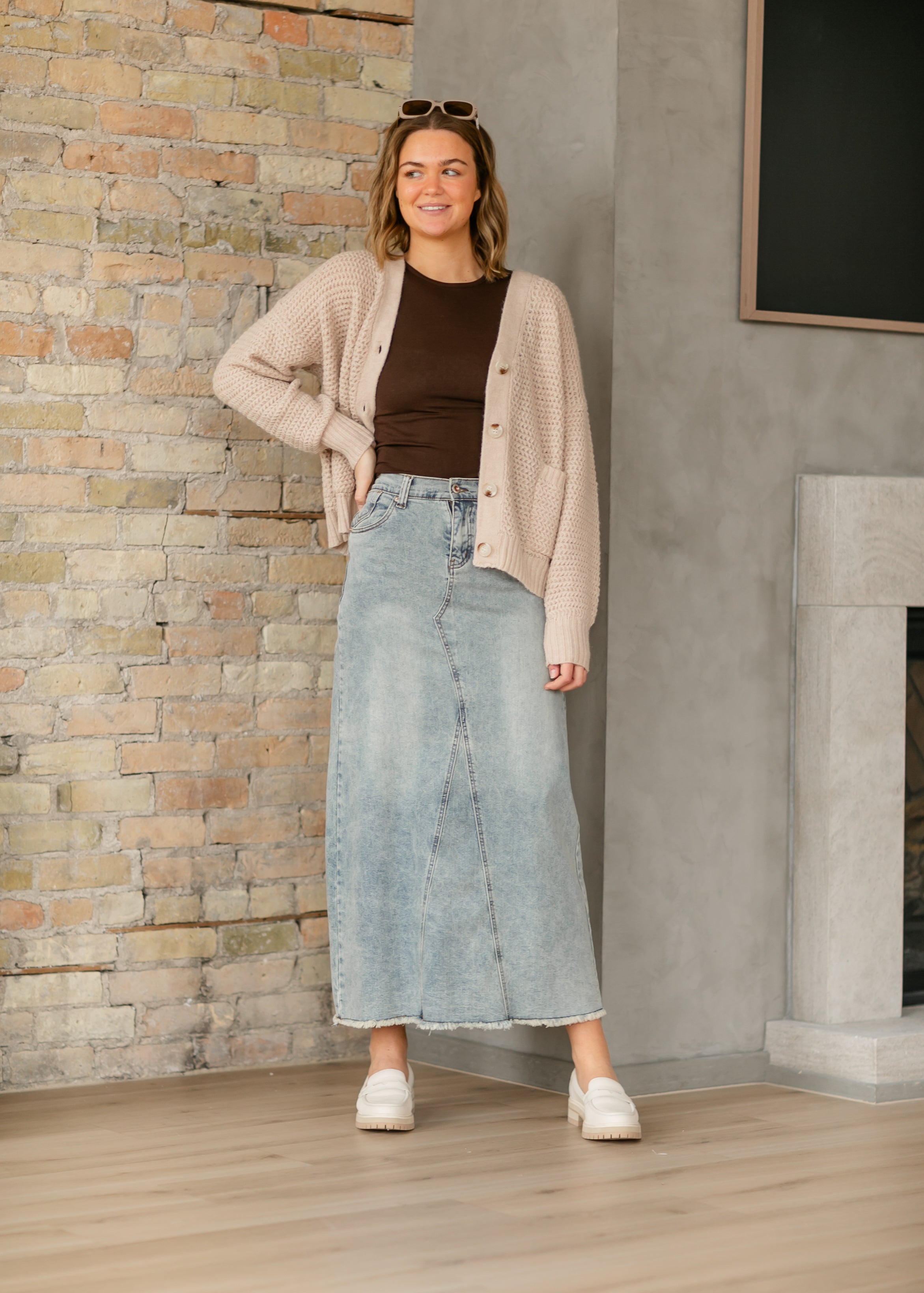 Inherit Co. Piper A-line Long Denim Maxi Skirt - FINAL SALE — main product shot