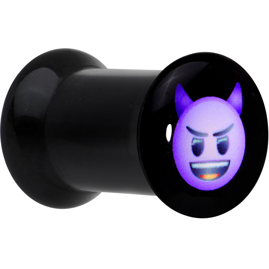 BodyCandy 2G Licensed Purple Devil emoji Acrylic Double Flare Plug Set — Purple detail