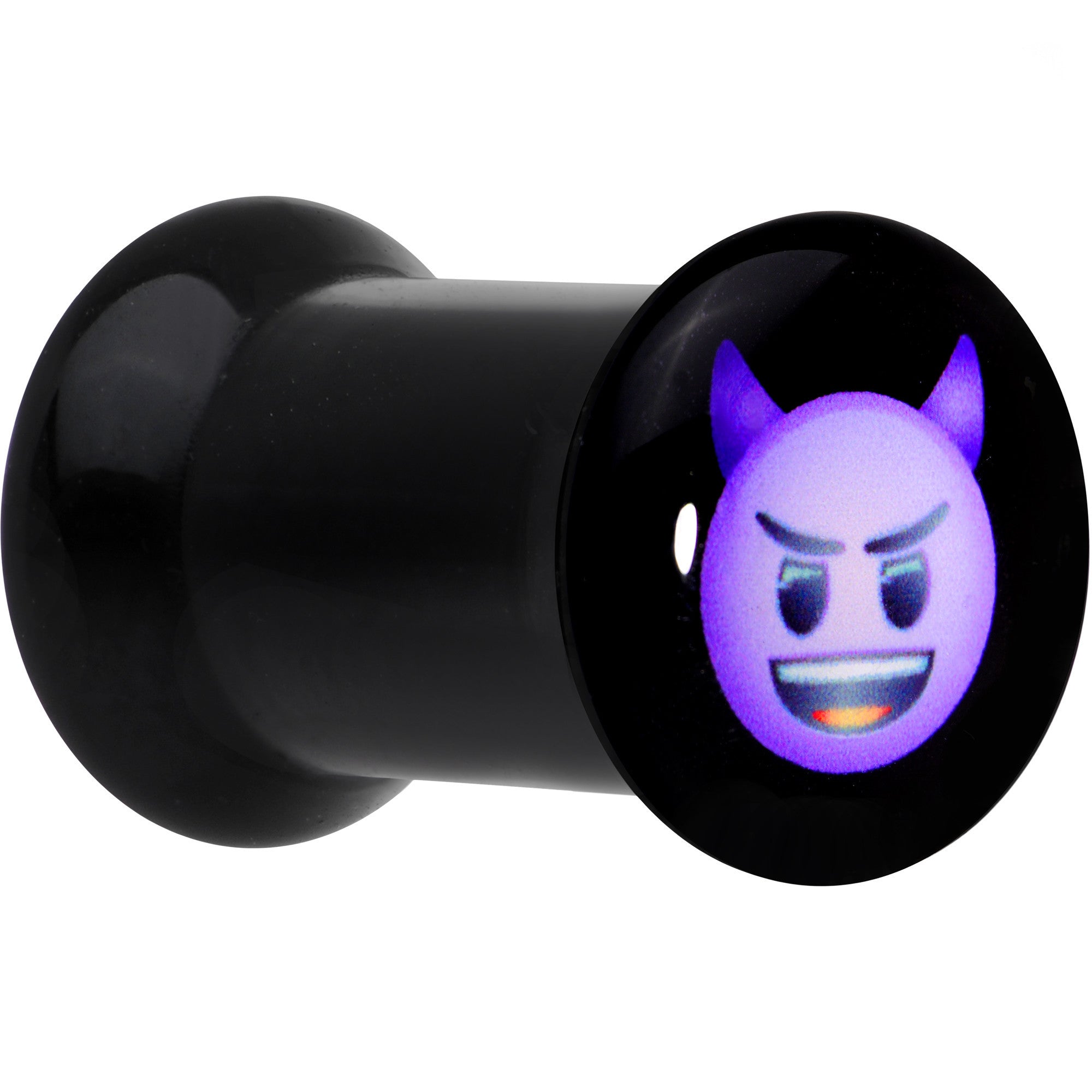 BodyCandy 2G Licensed Purple Devil emoji Acrylic Double Flare Plug Set — Purple detail