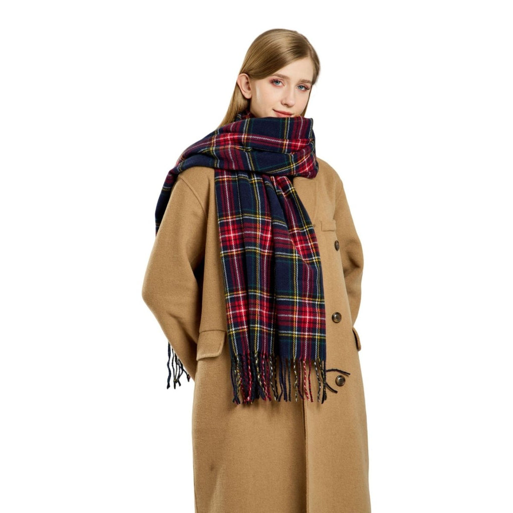 Mariam's Collection Plaid Fringe Scarf Faux Wool Warm Winter Fashion Accessory (MAC332) — product category context