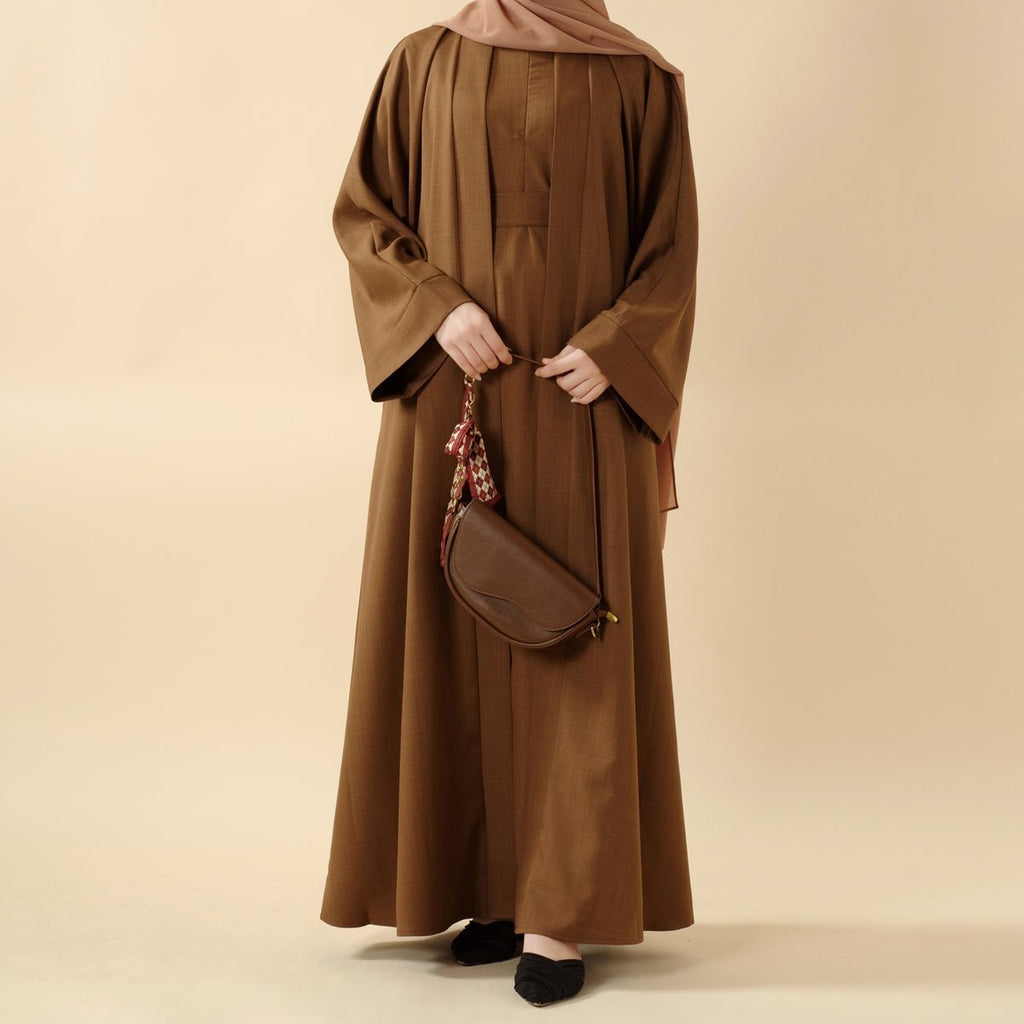 Mariam's Collection Mariam's Collection Plain Linen Abaya 3-Piece Set (MOA016) — main product shot