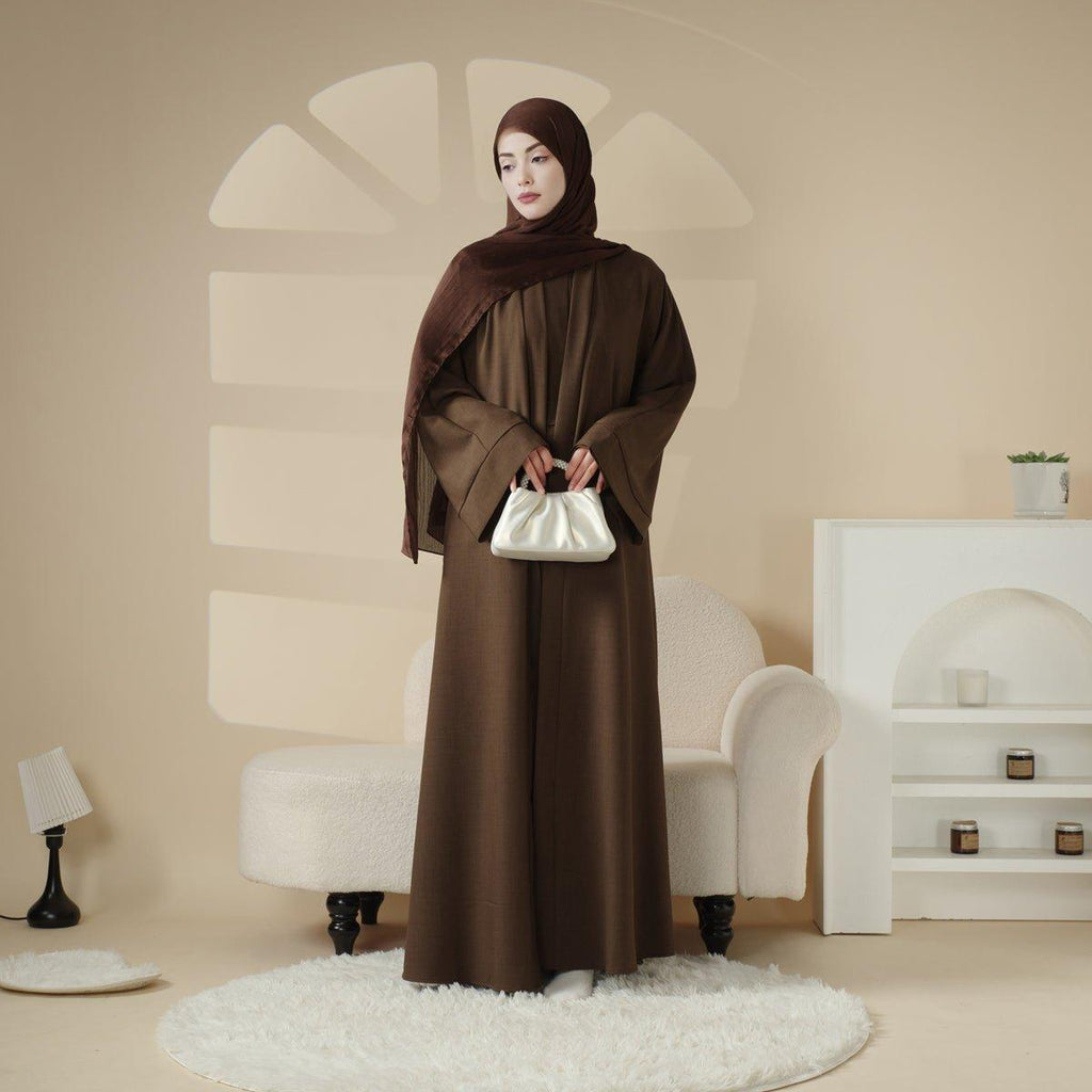 Mariam's Collection Mariam's Collection Plain Linen Abaya 3-Piece Set (MOA016) — detail shot 7