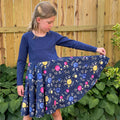 Princess Awesome & Boy Wonder "Night Lights" Planets and Moons Super Twirler Dress with Pockets — main product shot