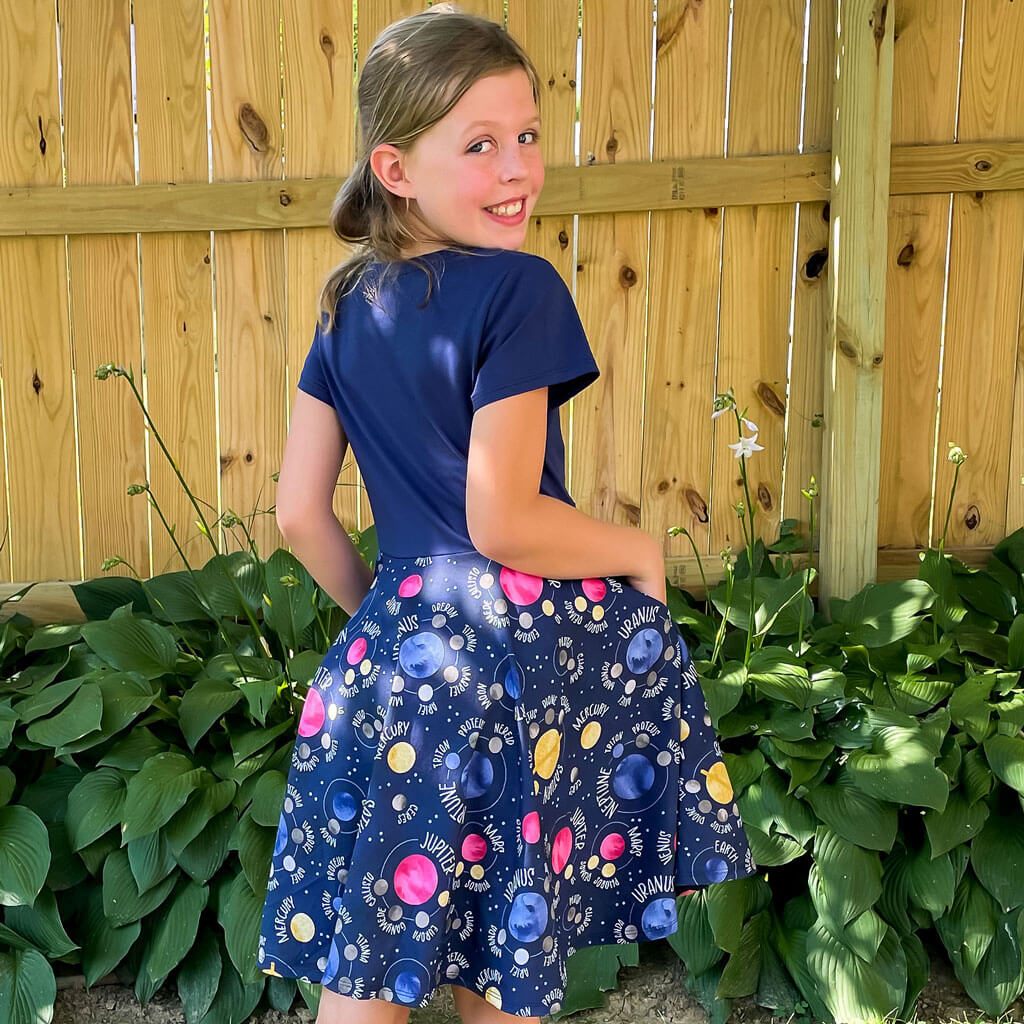 Princess Awesome & Boy Wonder "Night Lights" Planets and Moons Super Twirler Dress with Pockets — dresses category context