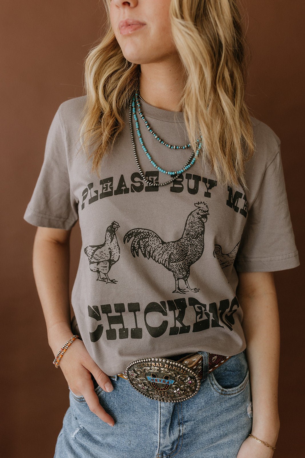 Wild Junkie Please Buy Me Chickens Graphic Tee — main product shot