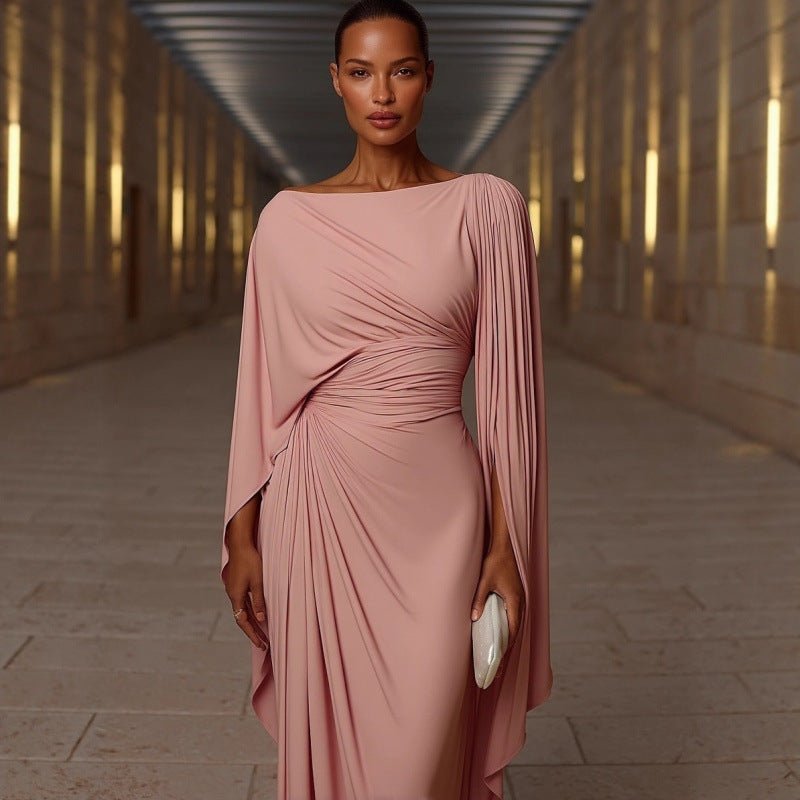 Pleated Evening Dress | Off-Shoulder Ruched Bodycon Gown(MS275)